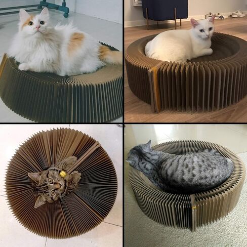 Alfie Pet - Yael Cat Scratcher Cardboard, Collapsible Cat Scratcher Lounge Bed with High Density Recycled Corrugated Kitty Scratching Pad Cats Turbo Toys in Kuwait