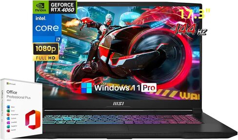MSI Katana 17 Gaming Laptop, 17.3" 144 Hz FHD Display, Intel 10-core i7 13620H Up to 4.9 GHz, GeForce RTX 4060, 64 GB DDR5 RAM, 1 TB SSD, USB-Type C, Windows 11 Pro & MS Office Lifetime License in Saudi Arabia