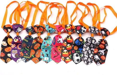 ربطات عنق للكلاب الهالوين للكلاب الصغيرة، 10 قطع ربطات عنق للحيوانات الأليفة مع ربطات عنق للجرو قابلة للتعديل، ربطة عنق شبح للحيوانات الأليفة، طوق للقطط، إكسسوارات شعر للكلاب لقضاء عطلة عيد الشكر (لون عشوائي) in Kuwait