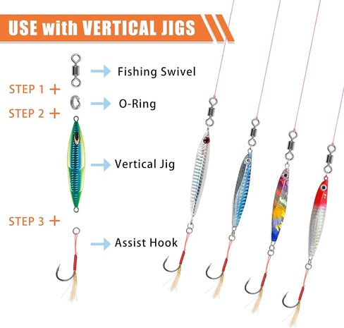 50pcs Fishing Saltwater Jigging Assist Hooks, Slow Pitch Jigs Single Assist Fishing Hooks Stinger Jigging Hooks for Vertical Jigging Lures in Saudi Arabia