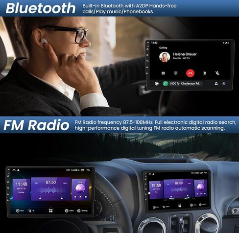 Car Stereo Radio for Jeep Wrangler JK Compass Grand Cherokee Dodge(4 Core 2+32G), 1280 * 800 IPS 10.1" Touchscreen with Wireless Carplay/Andriod Auto, Android13/5G-WiFi/Bluetooth5.0/FM/RDS/DSP/GPS/SWC in Kuwait