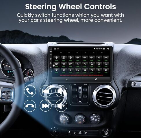 Car Stereo Radio for Jeep Wrangler JK Compass Grand Cherokee Dodge(4 Core 2+32G), 1280 * 800 IPS 10.1" Touchscreen with Wireless Carplay/Andriod Auto, Android13/5G-WiFi/Bluetooth5.0/FM/RDS/DSP/GPS/SWC in Kuwait