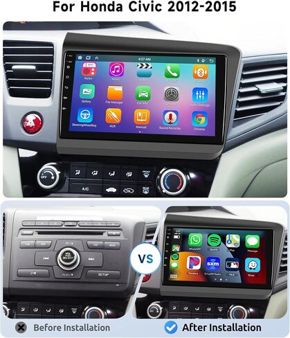 [8 CORE 6G+128G] for Honda Civic 2012-2015 Car Radio with Wireless Carplay/Android Auto, 9 Inch Android 13 IPS Touch Screen Car Stereo, Bluetooth, GPS Navi, WiFi, SWC, DSP + Backup Camera in Saudi Arabia