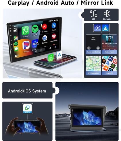 [8 CORE 6G+128G] for Honda Civic 2012-2015 Car Radio with Wireless Carplay/Android Auto, 9 Inch Android 13 IPS Touch Screen Car Stereo, Bluetooth, GPS Navi, WiFi, SWC, DSP + Backup Camera in Saudi Arabia