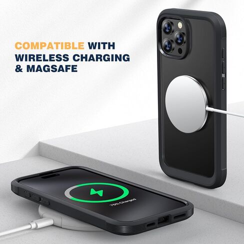 حافظة Diaclara مصممة لهاتف iPhone 15 Pro Max، حافظة متينة لكامل الجسم مع واقي شاشة مدمج مضاد للخدش حساس للمس، مع واقي عدسة الكاميرا لهاتف iPhone 15 ProMax 6.7 بوصة، أسود بلوري in Kuwait
