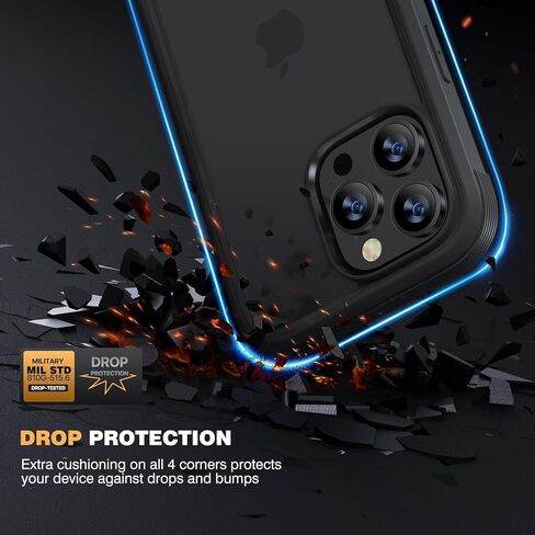 حافظة Diaclara مصممة لهاتف iPhone 15 Pro Max، حافظة متينة لكامل الجسم مع واقي شاشة مدمج مضاد للخدش حساس للمس، مع واقي عدسة الكاميرا لهاتف iPhone 15 ProMax 6.7 بوصة، أسود بلوري in Kuwait