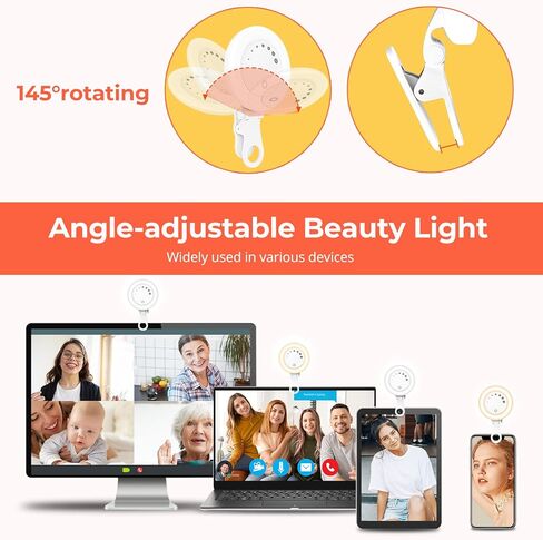 ضوء سيلفي صغير من Aureday، قابل لإعادة الشحن 60 LED ضوء حلقة سيلفي للهاتف والكمبيوتر المحمول والكمبيوتر اللوحي ومشبك على ضوء الحلقة in Kuwait