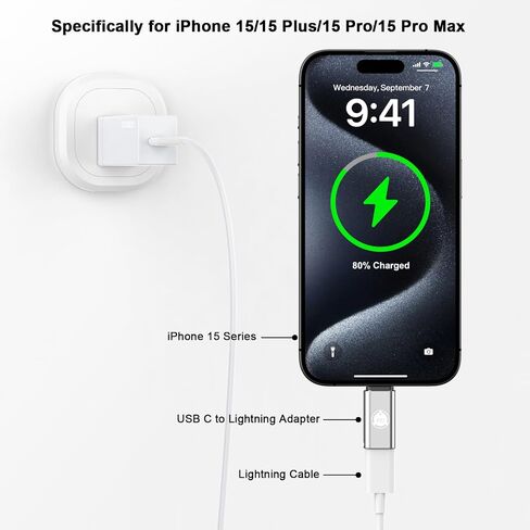 [MFi Certified] Lightning to USB C Adapter, 2 Pack Lightning Female to USB C Male Adapter Connector for iPhone 15/15 Plus/15 Pro/15 Pro Max/iPad Pro/Air/Mini, Support Fast Charging & Data Sync in Saudi Arabia