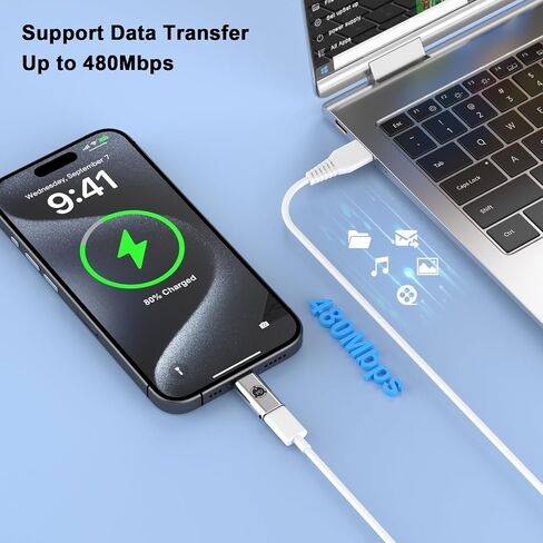 [MFi Certified] Lightning to USB C Adapter, 2 Pack Lightning Female to USB C Male Adapter Connector for iPhone 15/15 Plus/15 Pro/15 Pro Max/iPad Pro/Air/Mini, Support Fast Charging & Data Sync in Saudi Arabia