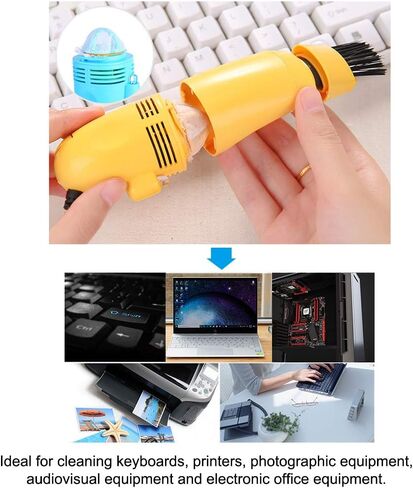 Mini Computer Keyboard Vacuum Cleaner, Remove Heavy Dust, Ideal for Keyboards, Printers, and Electronic Office Equipment, USB Powered (Black) in Saudi Arabia