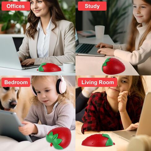 Wireless Mouse Bluetooth Cute Fruit Strawberry Shape Mouse 2.4GHz & Bluetooth 1000DPI Optical Computer Mice with USB Receiver Portable Cordless Mouses for PC Laptop Computer Kids Adults Gift(Pink) in Saudi Arabia