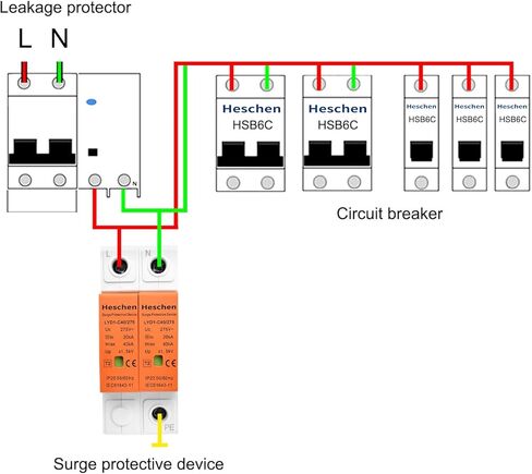 Surge Protective Device, LYD1-C40/275, 2P 275V 20KA, Fire-Proof, Low-Voltage Arrester, 35mm DIN Rail Mounting in Saudi Arabia