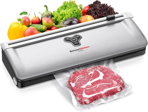 ماكينة غلق الطعام بتفريغ الهواء من Bonsenkitchen، تصميم مدمج، نظام إغلاق الهواء لأوضاع الطعام الجافة والرطبة، جهاز تفريغ الهواء من Sous Vide، طقم قاطع مدمج لسدادة الطعام لتخزين الطعام in Kuwait