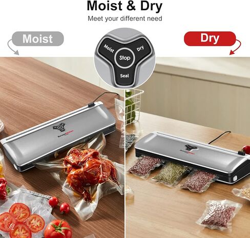 ماكينة غلق الطعام بتفريغ الهواء من Bonsenkitchen، تصميم مدمج، نظام إغلاق الهواء لأوضاع الطعام الجافة والرطبة، جهاز تفريغ الهواء من Sous Vide، طقم قاطع مدمج لسدادة الطعام لتخزين الطعام in Kuwait