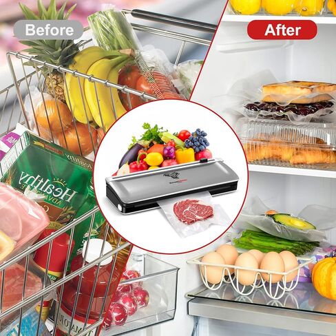 ماكينة غلق الطعام بتفريغ الهواء من Bonsenkitchen، تصميم مدمج، نظام إغلاق الهواء لأوضاع الطعام الجافة والرطبة، جهاز تفريغ الهواء من Sous Vide، طقم قاطع مدمج لسدادة الطعام لتخزين الطعام in Kuwait