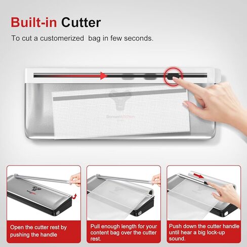 ماكينة غلق الطعام بتفريغ الهواء من Bonsenkitchen، تصميم مدمج، نظام إغلاق الهواء لأوضاع الطعام الجافة والرطبة، جهاز تفريغ الهواء من Sous Vide، طقم قاطع مدمج لسدادة الطعام لتخزين الطعام in Kuwait