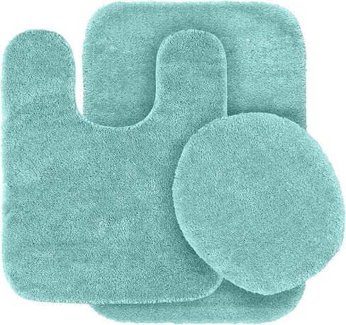 Mk Home LLC Collection 3 Piece Bathroom Rug Set Bath Rug, Contour Mat & Lid Cover Non-Slip with Rubber Backing Solid New (Hunter Green) in Saudi Arabia