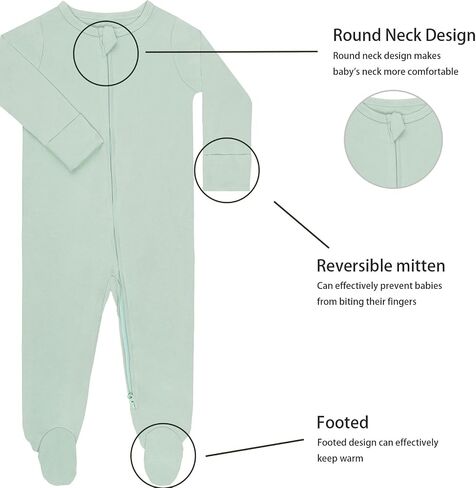 GUISBY Long Sleeve Baby Footed Pajamas with Mittens Cotton Sleepers with Zipper 3-Pack in Saudi Arabia