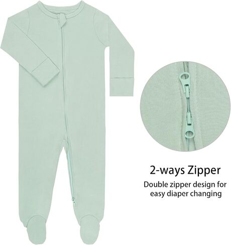 GUISBY Long Sleeve Baby Footed Pajamas with Mittens Cotton Sleepers with Zipper 3-Pack in Saudi Arabia