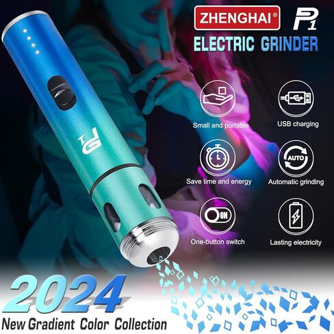 P1 Electric Herb and Spice Grinder. USB Rechargeable, Fast Grinding for Fresh Spices and Dry Flower Buds. Includes Portable Travel bag and Cleaning Brush Travel Set (Golden) in Kuwait