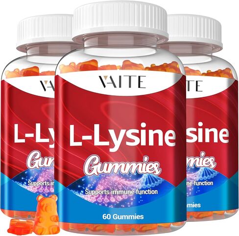 L-Lysine 1000mg Gummies - Supports Skin, Lip,Vegan, Gluten Free, Vitamins for Kids & Adults Tissue Health & Immune System, Chewables, Amino Acid Vitamin Supplement & Complex Supplements, Non-GMO in Saudi Arabia