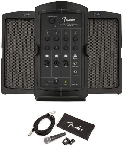 Fender 6942000000 Passport Conference Series 2 Portable Powered PA System Bundle with Fender P-52S Microphone Kit, Black in Saudi Arabia