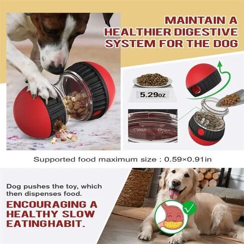 Treat Dispensing Dog Toy, Dog Treat Toy, Dog Treat Ball, Dog Boredom Buster, dura Play Ball, Trixie Turn Around Dog Activity, Dog Food Dispenser, Dogs Games Red and Black, 6 in in Saudi Arabia