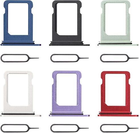 6 Color Single US Version SIM Card Tray Holder Replacement for iPhone 12 Mini White Black Blue Red Green Purple Set for iPhone 12mini SIM Card Adapter Kit A2176 A2398 A2399 A2400 in Saudi Arabia