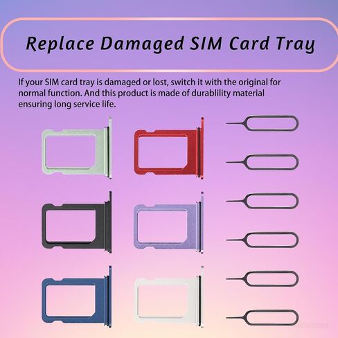 6 Color Single US Version SIM Card Tray Holder Replacement for iPhone 12 Mini White Black Blue Red Green Purple Set for iPhone 12mini SIM Card Adapter Kit A2176 A2398 A2399 A2400 in Saudi Arabia