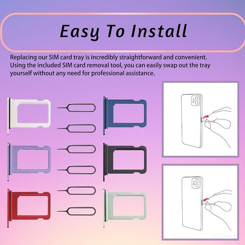 6 Color Single US Version SIM Card Tray Holder Replacement for iPhone 12 Mini White Black Blue Red Green Purple Set for iPhone 12mini SIM Card Adapter Kit A2176 A2398 A2399 A2400 in Saudi Arabia