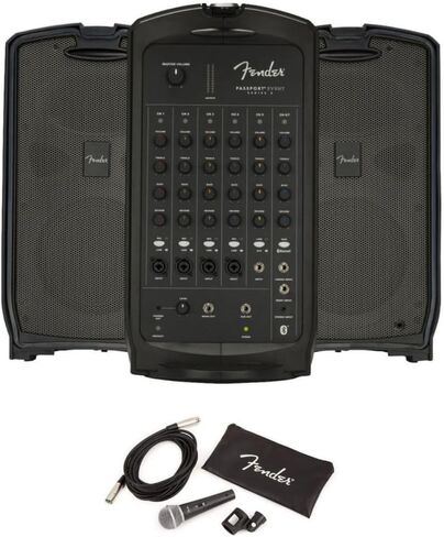 Fender 6942000000 Passport Conference Series 2 Portable Powered PA System Bundle with Fender P-52S Microphone Kit, Black in Saudi Arabia