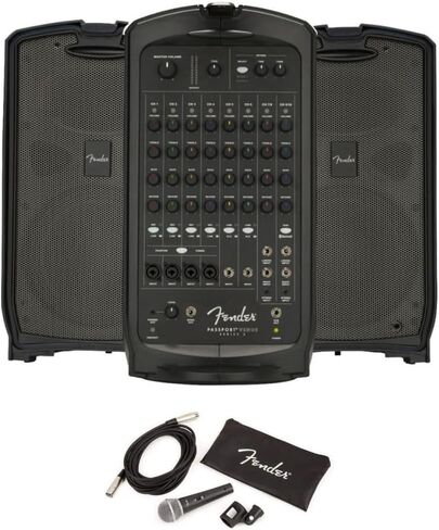 Fender 6942000000 Passport Conference Series 2 Portable Powered PA System Bundle with Fender P-52S Microphone Kit, Black in Saudi Arabia