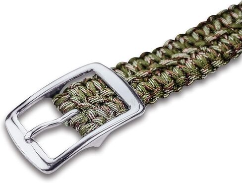 STEEL HAWK Hand-woven Outdoor Survival EDC 550 Paracord Belt W/Solid Stainless-Steel Buckle – Black/Green in Kuwait