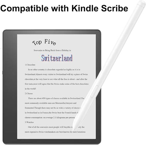 قلم شاشة لقلم Amazon Scribe متوافق مع Amazon Scribe، Plam Rejection، 4096 مستوى من حساسية الضغط، يدعم أجهزة EMR (أسود) in Kuwait