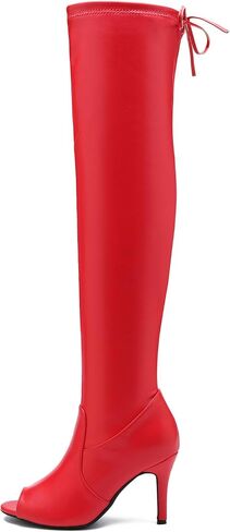 Women's Peep Toe Thigh High Boots Over The Knee Boot Sexy Stiletto Heel Lace Up Open Toe Pull on Long Boots in Saudi Arabia