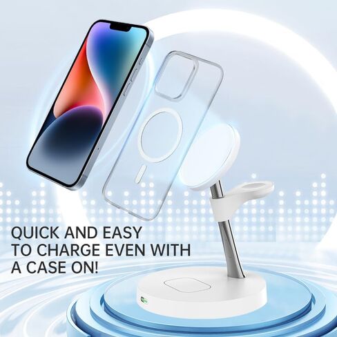 قاعدة شحن 3 في 1 لأجهزة Apple وشاحن ساعة Apple وحامل شاحن مغناطيسي سريع 15 وات لهاتف iPhone، شاحن سفر لأجهزة متعددة، iPhone 15/14/13، Watch وAirPo (T269D أسود) in Saudi Arabia