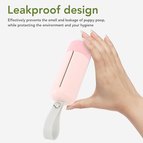Dog Poop Bag Dispenser, Dog Poop Bag Holder with LED Flashlight USB Rechargeable, Pet Waste Bags Holder Pet Waste Bags Dispenser with 15 Leak Proof Waste Bags for Leash for in Saudi Arabia