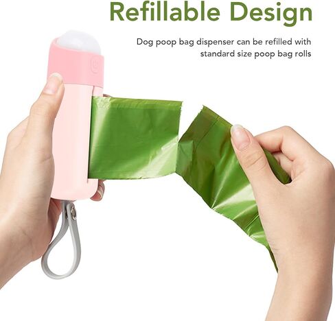 Dog Poop Bag Dispenser, Dog Poop Bag Holder with LED Flashlight USB Rechargeable, Pet Waste Bags Holder Pet Waste Bags Dispenser with 15 Leak Proof Waste Bags for Leash for in Saudi Arabia