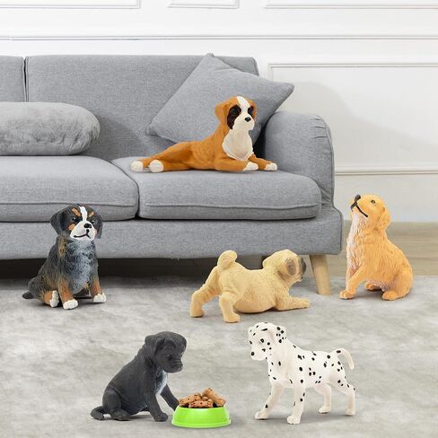 Toymany 12PCS Mini Dog Figurines Playset, Realistic Detailed Plastic Puppy Figures, Hand Painted Emulational Tiny Dogs Animals Toy Set, Cake Toppers Christmas Birthday Gift for Kids Toddlers in Kuwait