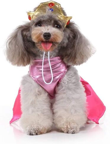 Princess Dog Costume - Pink Princess Dress, Cute Queen Dog Costume Halloween Dog Cosplay Costume Fashion Dress for Puppy Small Medium Large Dogs Special Events Funny Photo Props Accessories in Saudi Arabia
