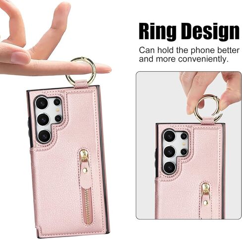 حافظة هاتف Asuwish لهاتف Samsung Galaxy S24 Ultra 5G مع واقي شاشة وإكسسوارات خلوية وسحاب وحامل بطاقة نقدية وفتحة حلقة حماية S24Ultra 24S S 24 24Ultra للنساء والرجال باللون الأسود in Kuwait