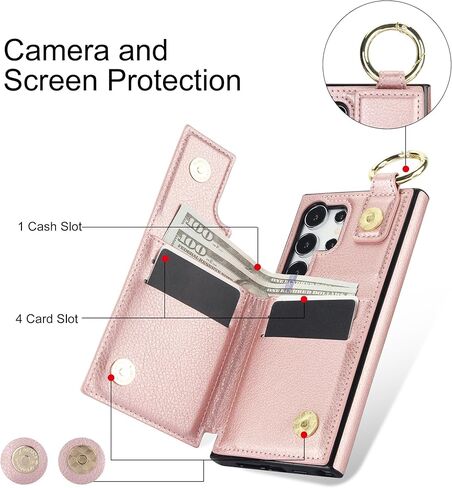 حافظة هاتف Asuwish لهاتف Samsung Galaxy S24 Ultra 5G مع واقي شاشة وإكسسوارات خلوية وسحاب وحامل بطاقة نقدية وفتحة حلقة حماية S24Ultra 24S S 24 24Ultra للنساء والرجال باللون الأسود in Kuwait