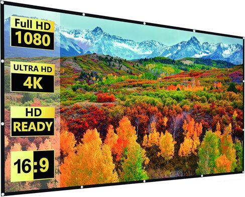 100 inches Projector Screen, 16:9 Anti-Crease Foldable Projector Screen for Home Theater, Washable Projection Screen for Outdoor in Kuwait