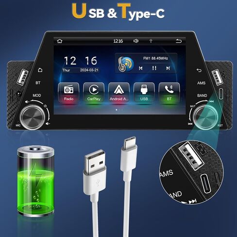 ستريو سيارة SIXTOP Single Din مع مستقبل Carplay Android Auto FM بشاشة لمس 5 بوصة وراديو السيارة مع وصلة مرآة USB بلوتوث لنظام Android iOS + ميكروفون وكاميرا احتياطية in Saudi Arabia