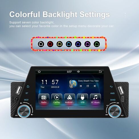 ستريو سيارة SIXTOP Single Din مع مستقبل Carplay Android Auto FM بشاشة لمس 5 بوصة وراديو السيارة مع وصلة مرآة USB بلوتوث لنظام Android iOS + ميكروفون وكاميرا احتياطية in Saudi Arabia