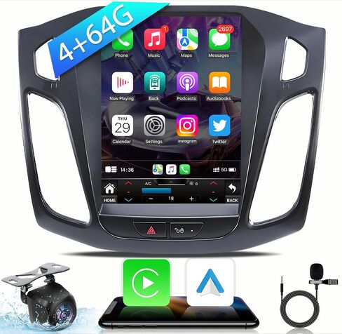 Car Radio for Ford Focus 2012-2018: 8 Core 4G+64G 10.4 Inch Touch Screen Stereo Head Unit Replacement with Wireless Carplay/Android Auto, Built-in Bluetooth GPS WiFi FM SWC Mirror Link Backup Camera in Saudi Arabia