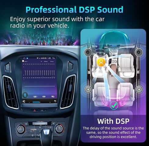 Car Radio for Ford Focus 2012-2018: 8 Core 4G+64G 10.4 Inch Touch Screen Stereo Head Unit Replacement with Wireless Carplay/Android Auto, Built-in Bluetooth GPS WiFi FM SWC Mirror Link Backup Camera in Saudi Arabia