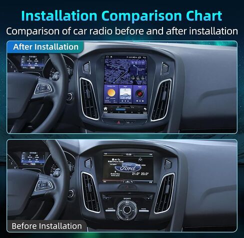 Car Radio for Ford Focus 2012-2018: 8 Core 4G+64G 10.4 Inch Touch Screen Stereo Head Unit Replacement with Wireless Carplay/Android Auto, Built-in Bluetooth GPS WiFi FM SWC Mirror Link Backup Camera in Saudi Arabia