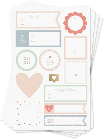 225 Premium Gift Labels - Bright Colors Variety Pack, 15 Sheets of 8.5" x 5.5" All Occasions Gift Wrapping Labels for Presents, Gifts, Holidays, Celebrations, Decorations & More, Designed in USA in Saudi Arabia