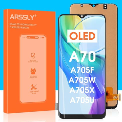 استبدال شاشة OLED لجهاز Samsung Galaxy A70 A705 LCD محول رقمي SM-A705F A705DS A705MN A705FN مجموعة كاملة لشاشة اللمس مع أدوات إصلاح (أسود، حجم أصلي) in Saudi Arabia